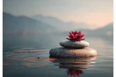 Фототапет Червен лотос вода